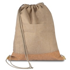 Sacola/mochila em poliéster 600d e cortiça (34x38cm) Personalizado