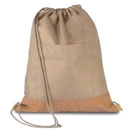 Sacola/mochila em poliéster 600d e cortiça (34x38cm) Personalizado