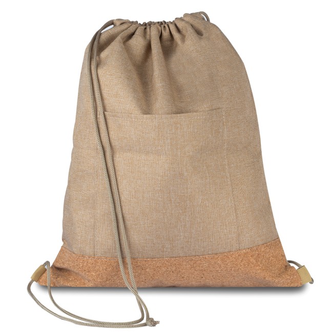 Sacola/mochila em poliéster 600d e cortiça (34x38cm) Personalizado