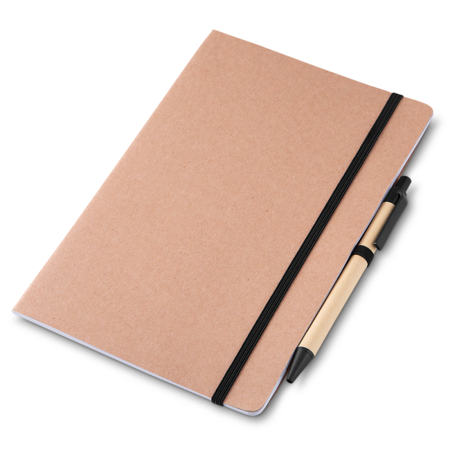 Caderno A5 capa em papel kraft com caneta Personalizado