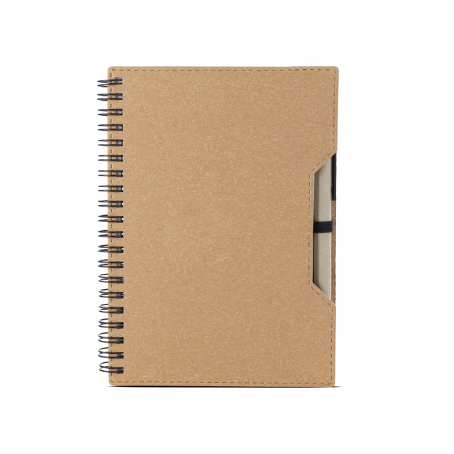 Caderno capa em papelão reciclado com caneta Personalizado