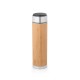 Garrafa térmica em aço inox e bambu, de parede dupla isolada a vácuo, com termómetro digital (430 mL) com logotipo