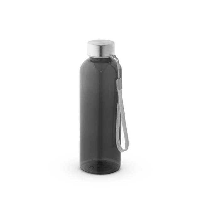 Squeeze em PET 100% reciclado com pega em corda (580 mL) com logotipo