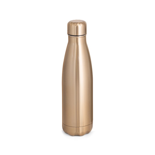 Garrafa térmica em aço inox de parede dupla isolada a vácuo, com acabamento metalizado (510 mL) personalizado