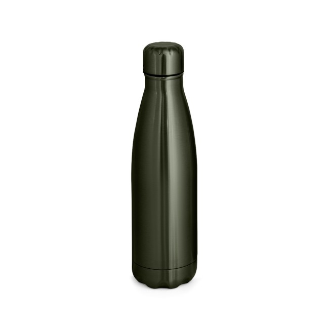 Garrafa térmica em aço inox de parede dupla isolada a vácuo, com acabamento metalizado (510 mL) personalizado