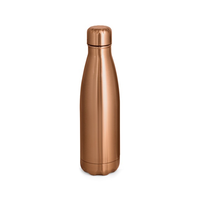 Garrafa térmica em aço inox de parede dupla isolada a vácuo, com acabamento metalizado (510 mL) personalizado