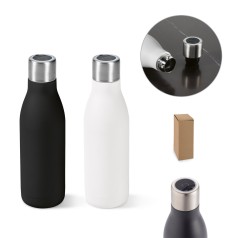 Garrafa térmica em aço inox 90% reciclado de parede dupla com sistema de auto-sanitização UV (500 mL) com logotipo