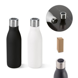 Garrafa térmica em aço inox 90% reciclado de parede dupla com sistema de auto-sanitização UV (500 mL) com logotipo