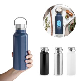 Garrafa térmica em aço inox 36% reciclado de parede dupla isolada a vácuo (810 mL) brinde