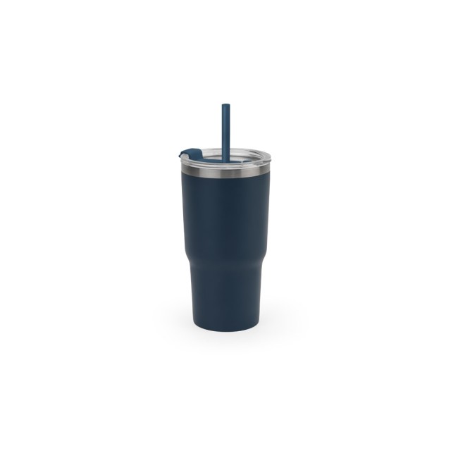 Copo de viagem térmico e compacto, em aço inox 91% reciclado de parede dupla isolada a vácuo, com acabamento mate (600 mL) promocional