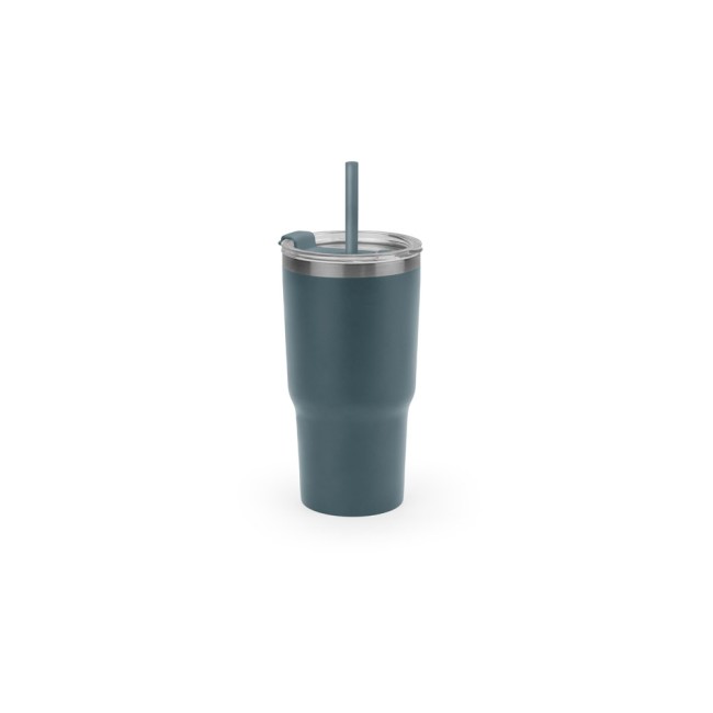 Copo de viagem térmico e compacto, em aço inox 91% reciclado de parede dupla isolada a vácuo, com acabamento mate (600 mL) promocional