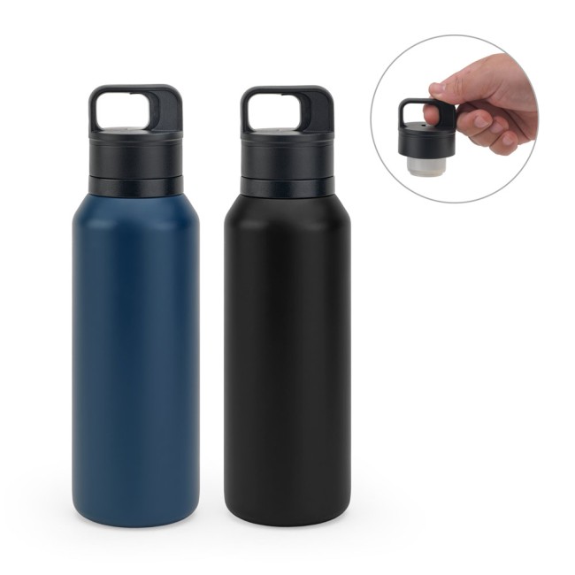 Garrafa térmica em aço inox 91% reciclado com parede dupla isolada a vácuo (590 mL) promocional