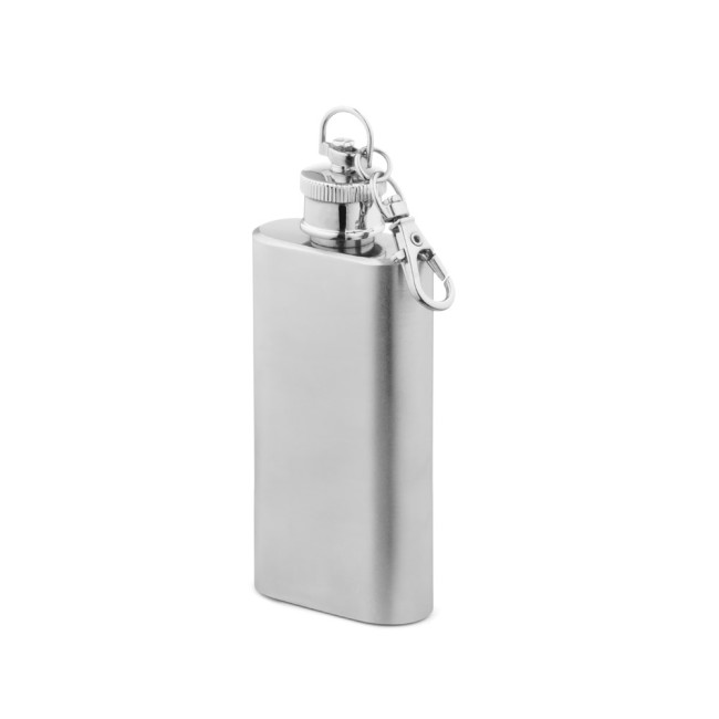 Garrafa de bolso em aço inox (50 mL) com logotipo