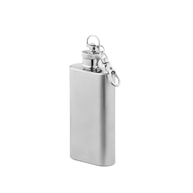 Garrafa de bolso em aço inox (50 mL) com logotipo