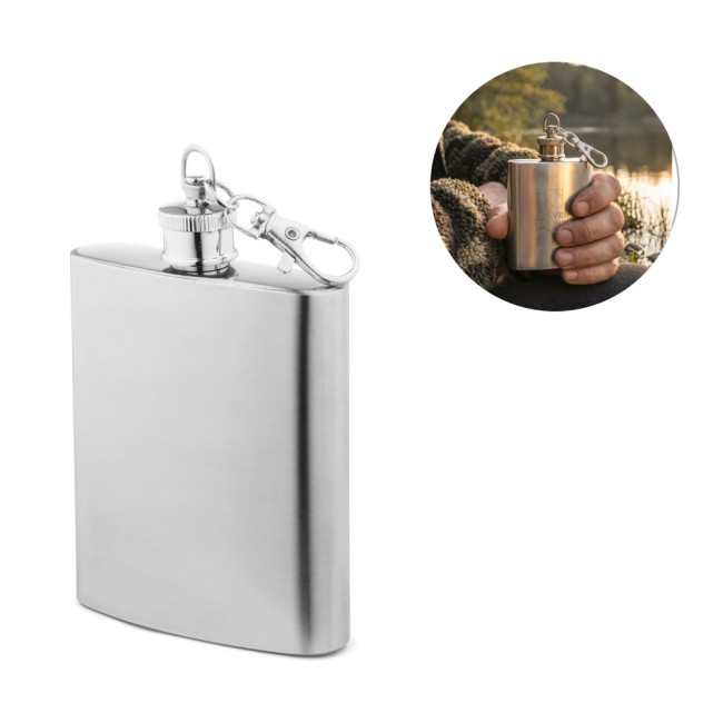 Garrafa de bolso em aço inox (100 mL) promocional