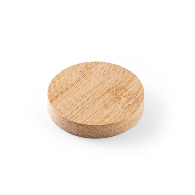 Porta copos em bambu com abridor e imã com logotipo
