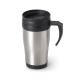 Caneca de viagem térmica de aço inox e PP, de parede dupla isolada a ar (420 mL) com logotipo