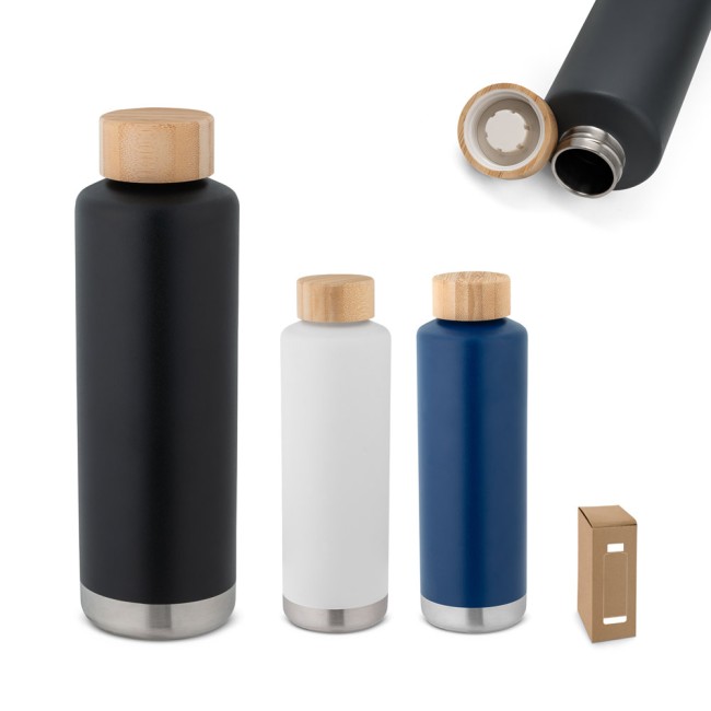 Garrafa térmica em aço inox de parede dupla isolada a vácuo (640 mL) personalizado