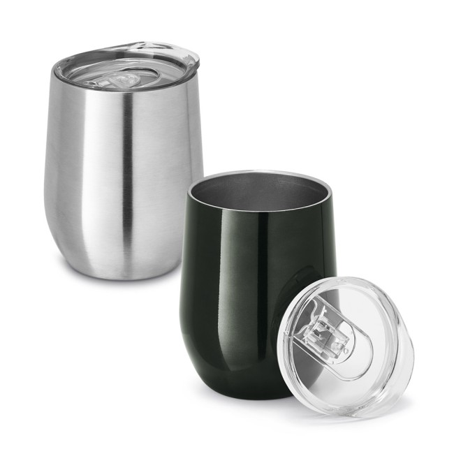 Copo de viagem térmico em aço inox de parede dupla isolada a vácuo (400 mL) promocional
