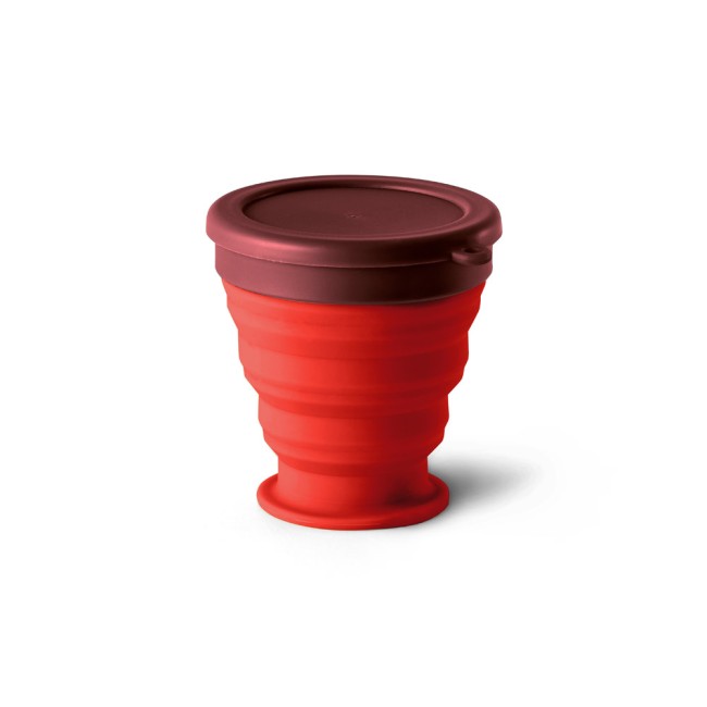 Copo de viagem em silicone com tampa em PP (240 mL) com logotipo