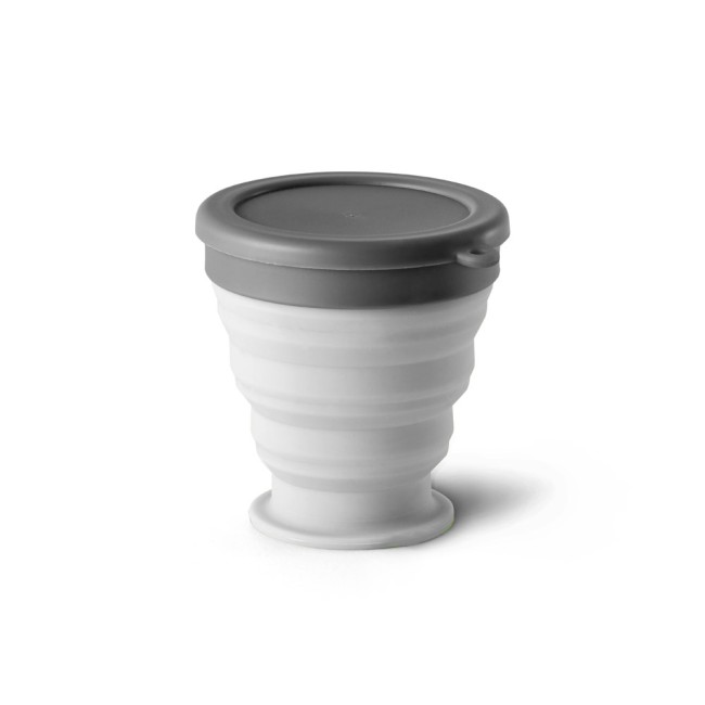 Copo de viagem em silicone com tampa em PP (240 mL) com logotipo