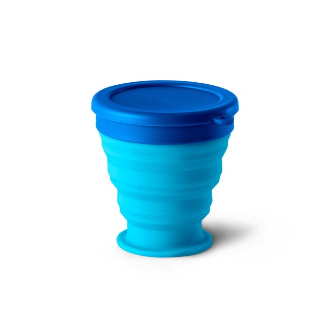 Copo de viagem em silicone com tampa em PP (240 mL) com logotipo