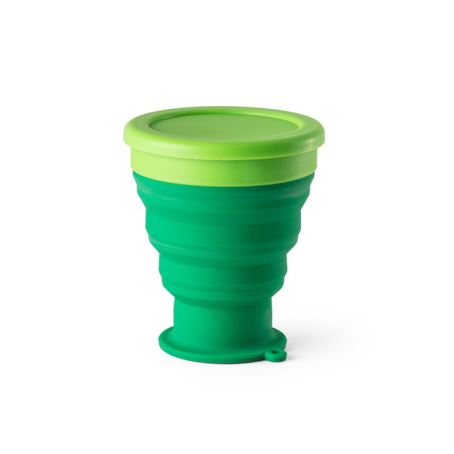 Copo de viagem em silicone com tampa em PP (400 mL) com logotipo