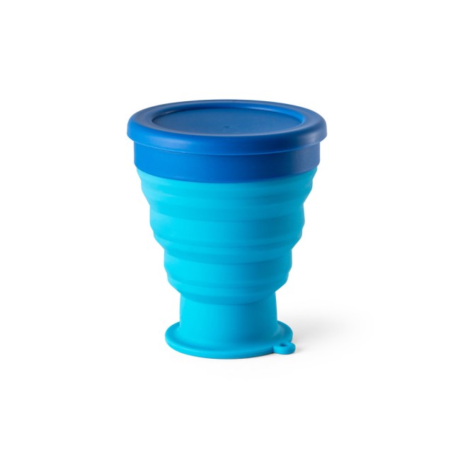 Copo de viagem em silicone com tampa em PP (400 mL) com logotipo