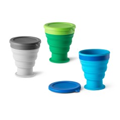 Copo de viagem em silicone com tampa em PP (400 mL) com logotipo