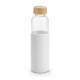 Squeeze em vidro borossilicato com tampa em bambu (600 mL) com logotipo