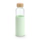 Squeeze em vidro borossilicato com tampa em bambu (600 mL) com logotipo