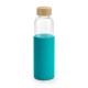 Squeeze em vidro borossilicato com tampa em bambu (600 mL) com logotipo