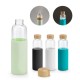 Squeeze em vidro borossilicato com tampa em bambu (600 mL) com logotipo