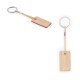 Chaveiro em bambu com cordão em PET promocional