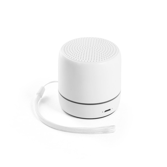Caixa de som portátil com faixa LED exterio e autonomia de 4h, em ABS 100% reciclado personalizado