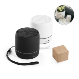 Caixa de som portátil com faixa LED exterio e autonomia de 4h, em ABS 100% reciclado personalizado