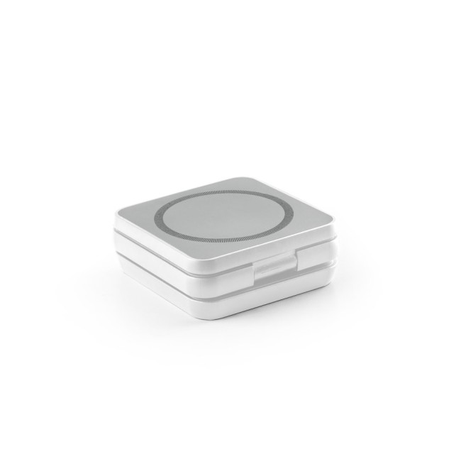 Carregador magnético por indução super-rápido (wireless), dobrável, que permite carregar três dispositivos simultaneamente, em ABS 100% reciclado personalizado