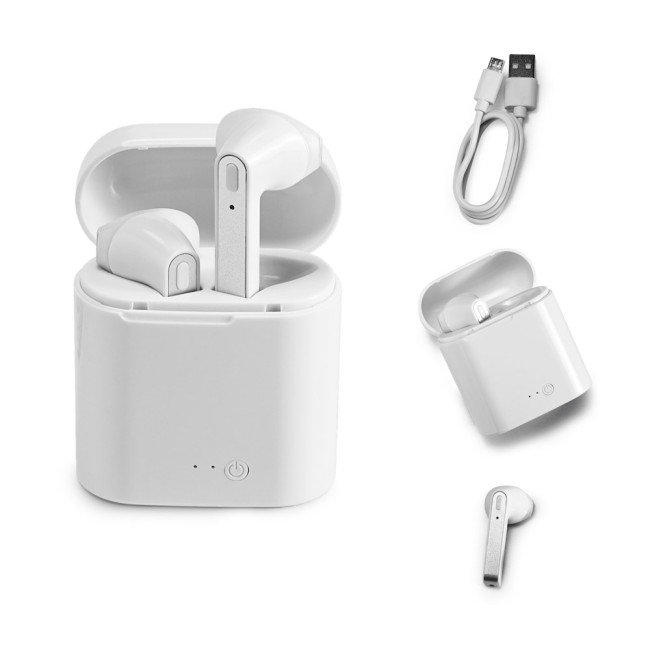 Fones de ouvido wireless com autonomia de 6h em ABS personalizado