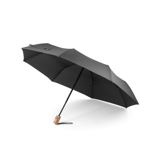 Guarda-chuva, dobrável, em poliéster 100% reciclado pongee 190T com abertura e fecho automático corporativo