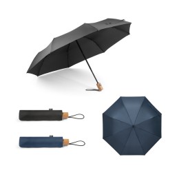 Guarda-chuva, dobrável, em poliéster 100% reciclado pongee 190T com abertura e fecho automático corporativo