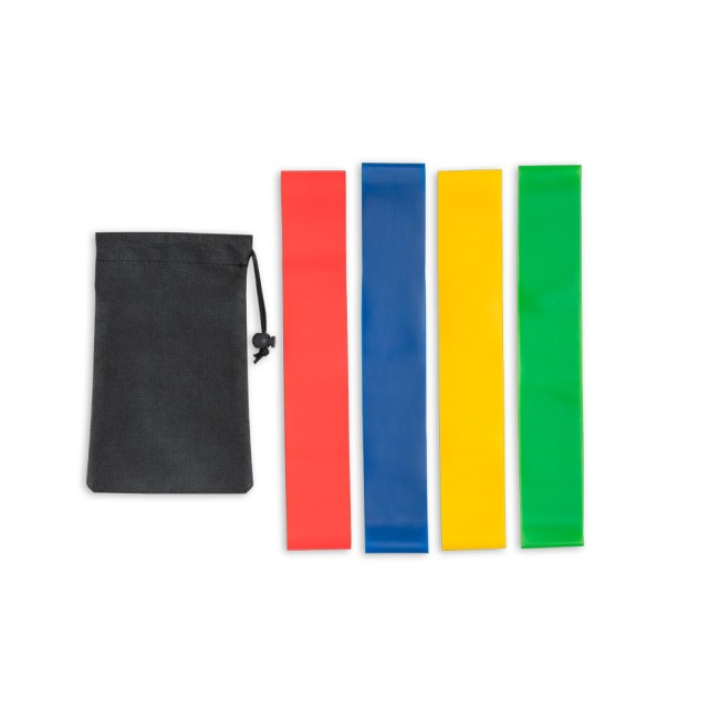 Conjunto de 4 bandas elásticas de ginástica com bolsa de non-woven brinde