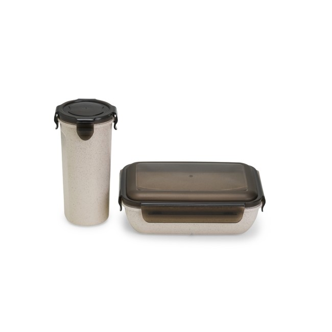 Kit copo e marmita fibra de bambu com logotipo