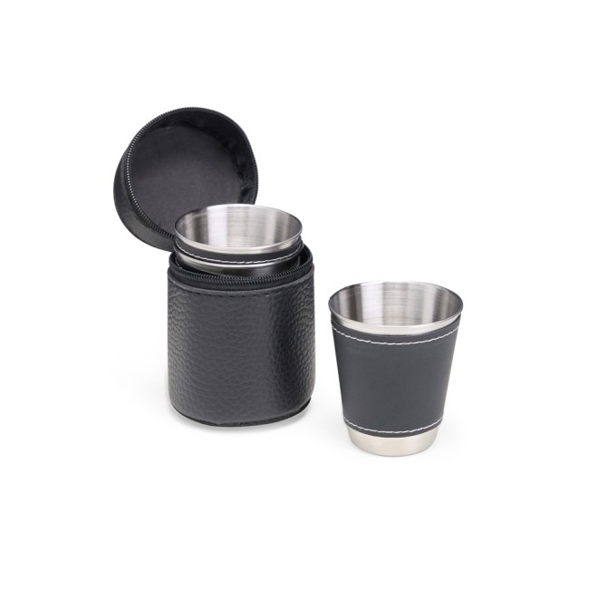 Kit copo inox 50ml 4 peças com logotipo