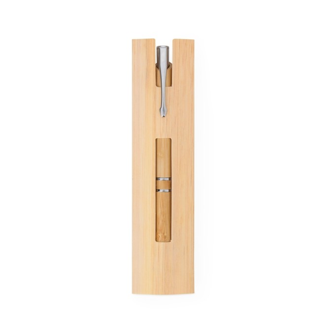 Caneta ecológica de bambu com logotipo