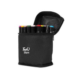 Kit canetas marcadoras pontas duplas 36 cores com logotipo