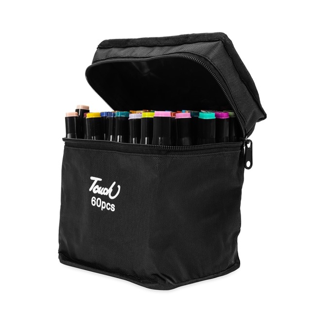 Kit canetas marcadoras pontas duplas 60 cores personalizado