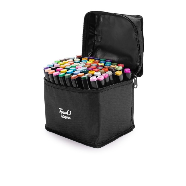 Kit canetas marcadoras pontas duplas com 80 cores para brinde