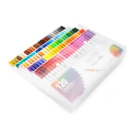 Kit canetinhas ponta dupla 120 cores  personalizado