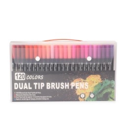 Kit canetinhas ponta dupla 120 cores  promocional