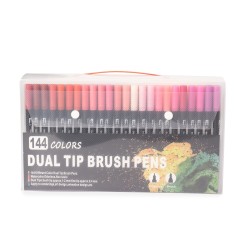 Kit canetinhas ponta dupla 144 cores para brinde